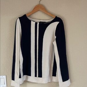 Ann Taylor Black and White Crew Neck Sweater